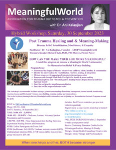 2023, 30 Sept Workshop, Post Trauma Healing & Meaning Making 30 September Workshop Flyer 21024 1 231x300